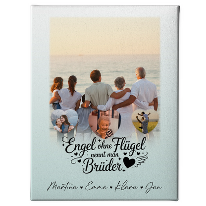 Leinwand Personalisiert mit 1 Foto und 3 Kleine Herz Fotos Bruder ist ein Engel 1