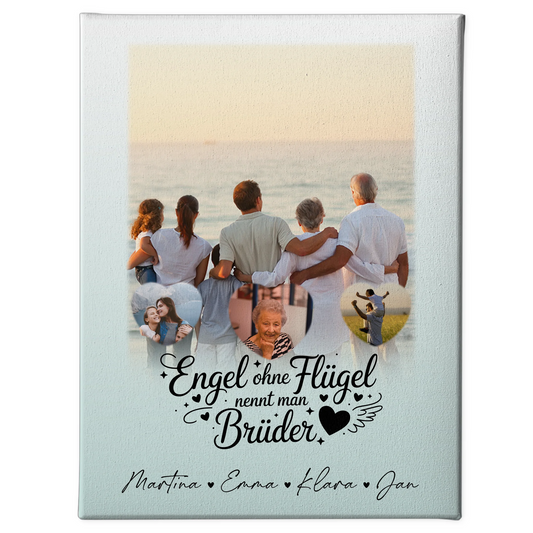 Leinwand Personalisiert mit 1 Foto und 3 Kleine Herz Fotos Bruder ist ein Engel 1