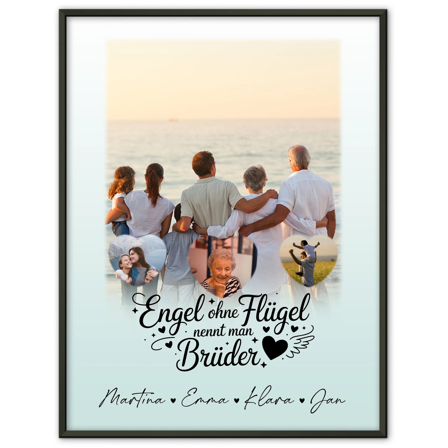 Bruder Poster Personalisiert mit 1 Foto und 3 Herz Fotos Bruder ist ein Engel Geschenk