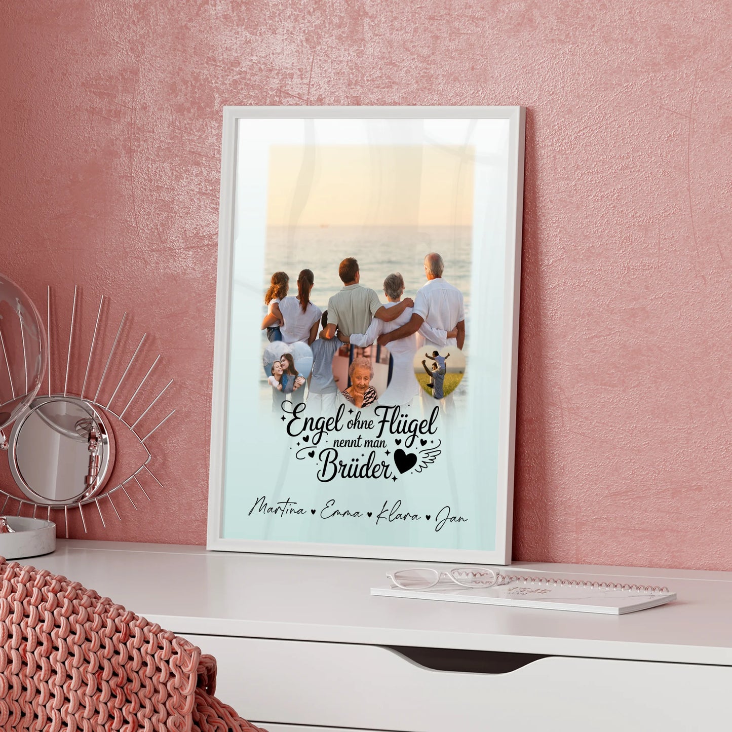 Bruder Poster Personalisiert mit 1 Foto und 3 Herz Fotos Bruder ist ein Engel Geschenk