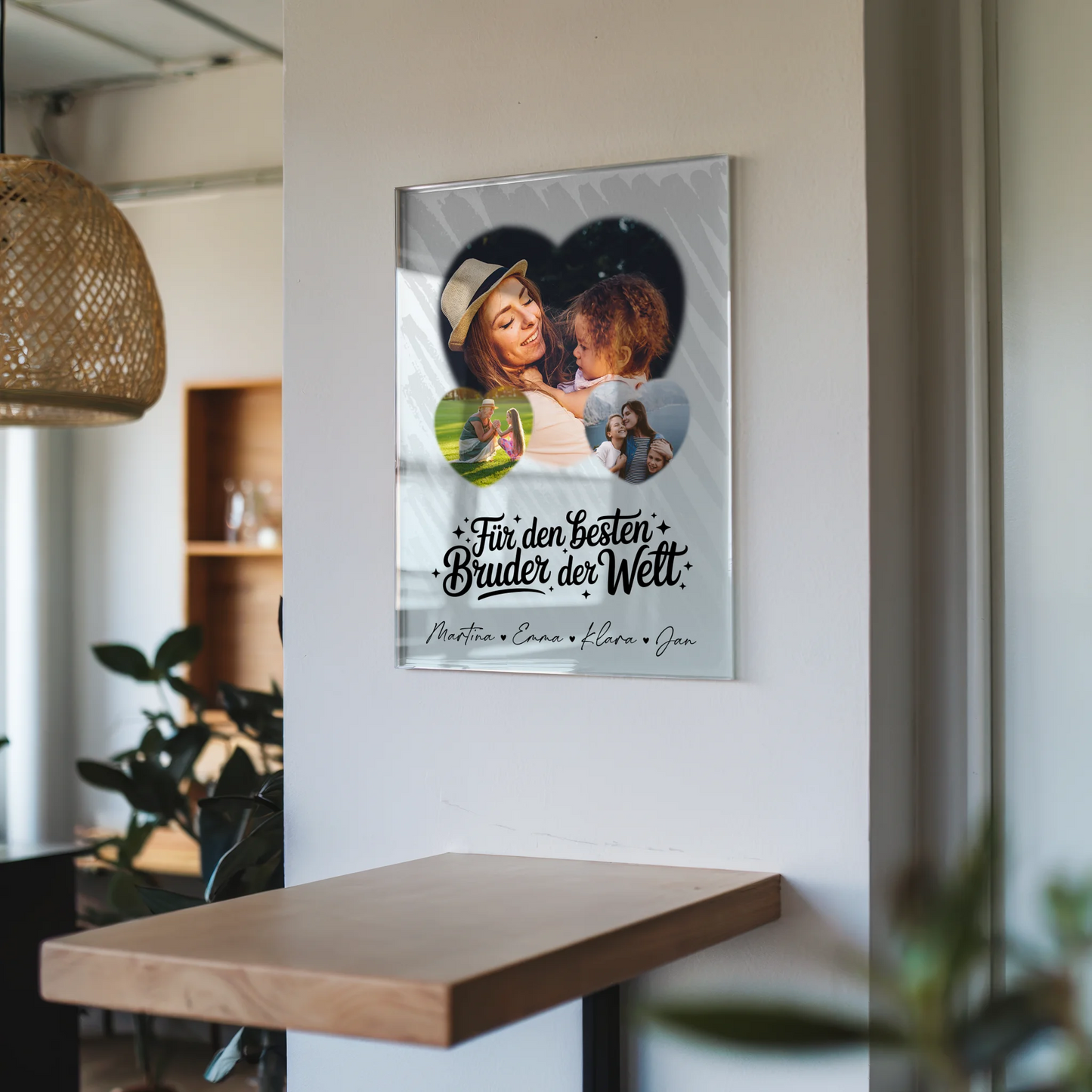 Personalisierte Geschenke mit Foto Mit Acrylglas 3 Herz Fotos Für den besten Bruder der Welt