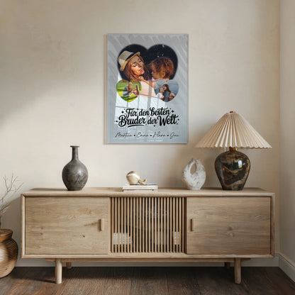 Personalisierte Geschenke mit Foto Mit Acrylglas 3 Herz Fotos Für den besten Bruder der Welt