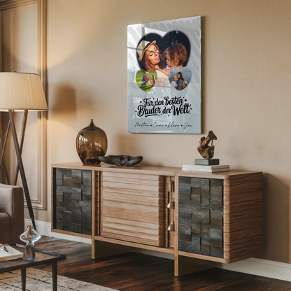 Personalisierte Geschenke mit Foto Mit Acrylglas 3 Herz Fotos Für den besten Bruder der Welt