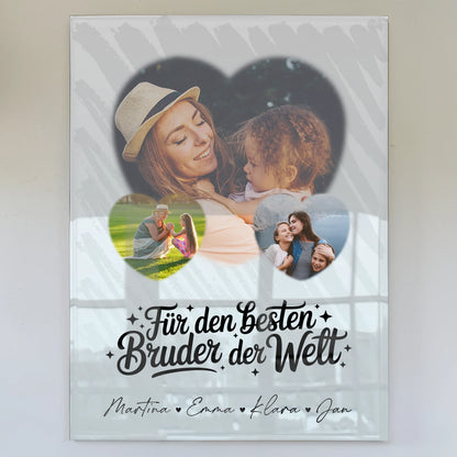 Personalisierte Geschenke mit Foto Mit Acrylglas 3 Herz Fotos Für den besten Bruder der Welt