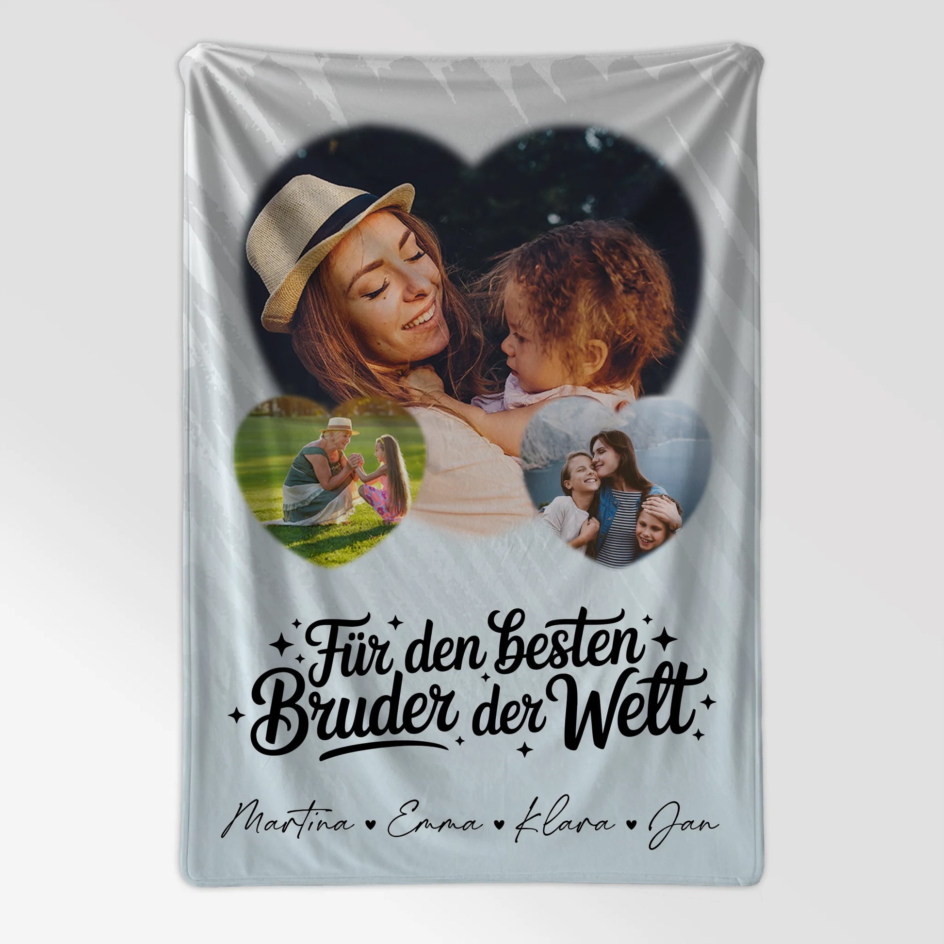 Personalisierte Kuscheldecke Mit Namen 3 Herz Fotos Für den besten Bruder der Welt Geschenk 7
