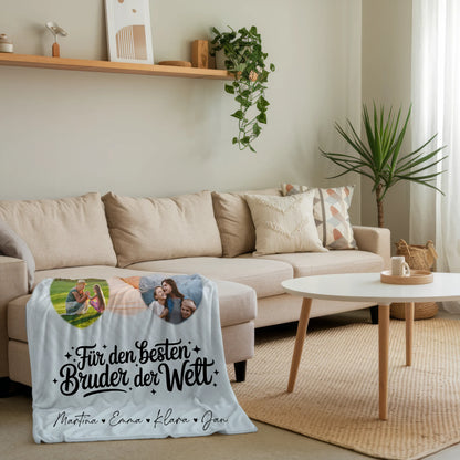 Personalisierte Kuscheldecke Mit Namen 3 Herz Fotos Für den besten Bruder der Welt Geschenk 4
