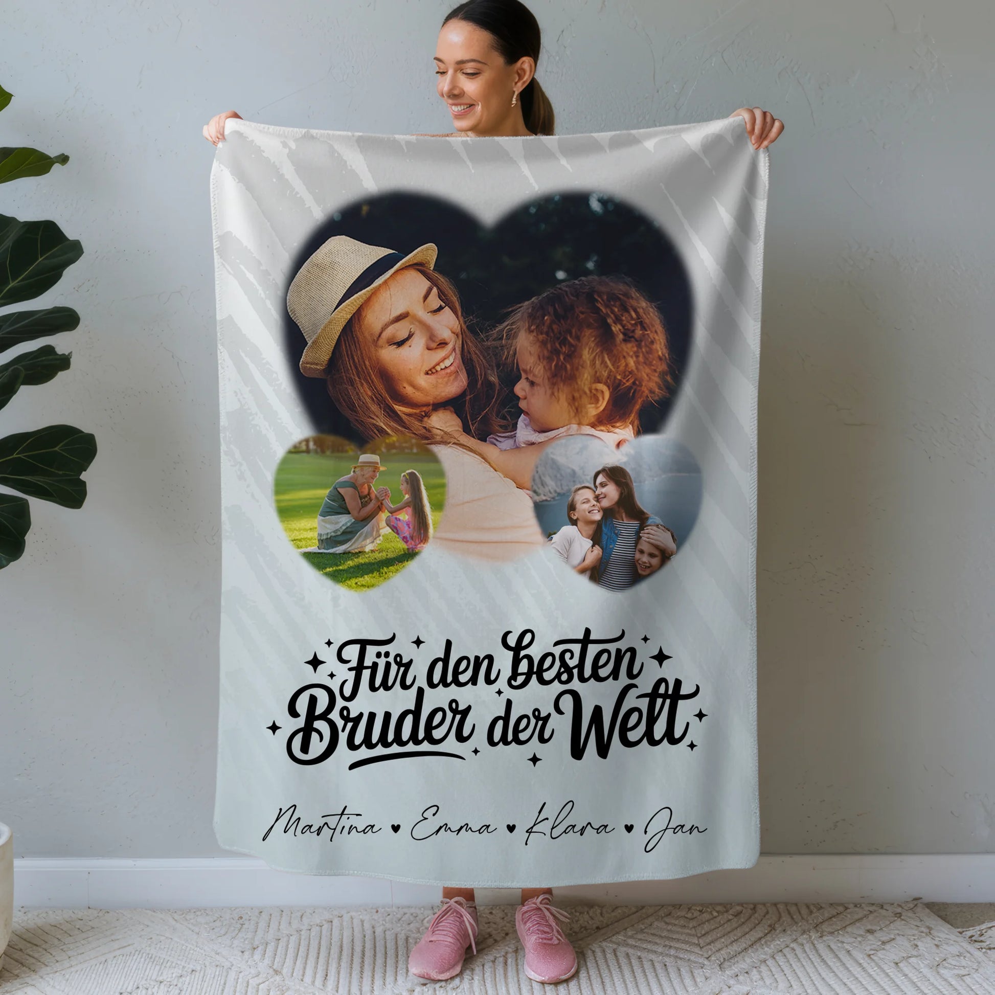Personalisierte Kuscheldecke Mit Namen 3 Herz Fotos Für den besten Bruder der Welt Geschenk 1