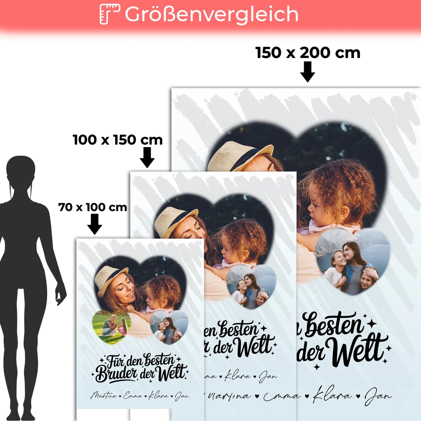 Personalisierte Kuscheldecke Mit Namen 3 Herz Fotos Für den besten Bruder der Welt Geschenk 5