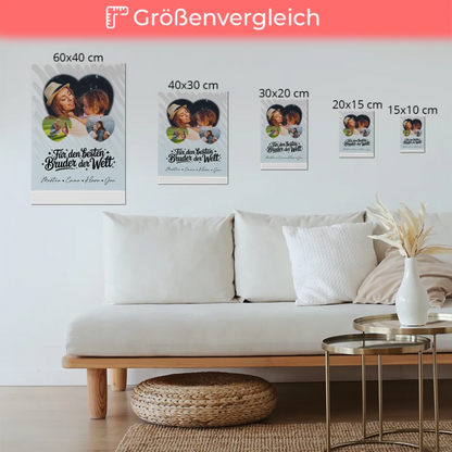 Magnetposter Fotoboard mit 3 Herz Fotos Für den besten Bruder der Welt personalisiertes Geschenk 6