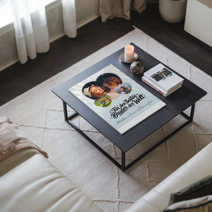 Magnetposter Fotoboard mit 3 Herz Fotos Für den besten Bruder der Welt personalisiertes Geschenk 3
