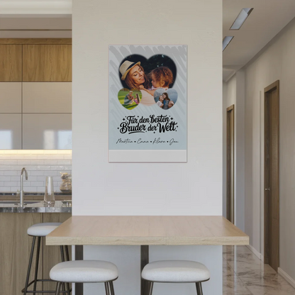 Magnetposter Fotoboard mit 3 Herz Fotos Für den besten Bruder der Welt personalisiertes Geschenk 2