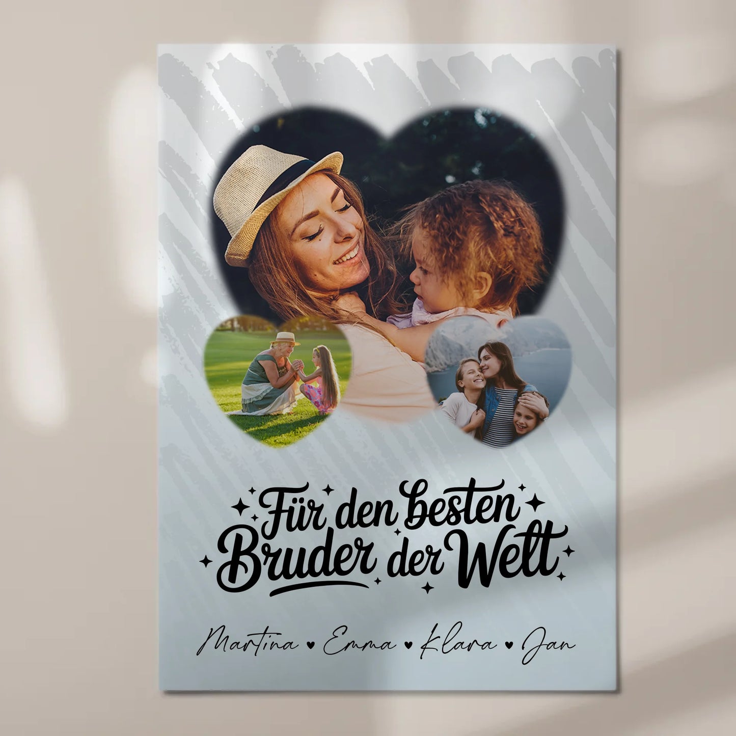 Magnetposter Fotoboard mit 3 Herz Fotos Für den besten Bruder der Welt personalisiertes Geschenk 7