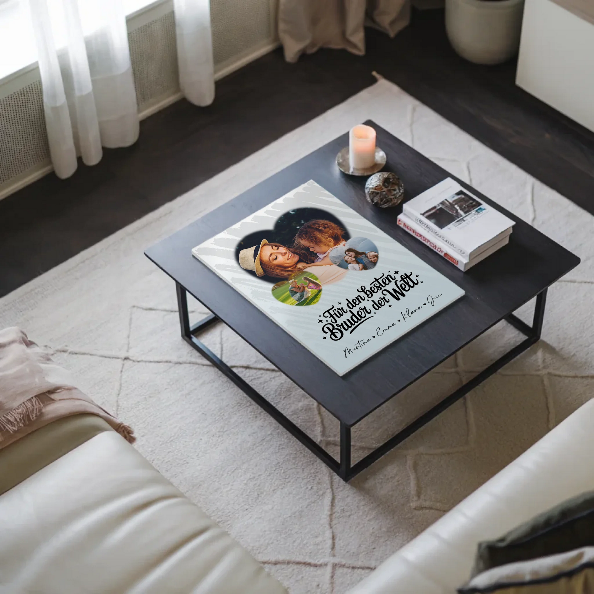 Magnetposter Fotoboard mit 3 Herz Fotos Für den besten Bruder der Welt personalisiertes Geschenk 9