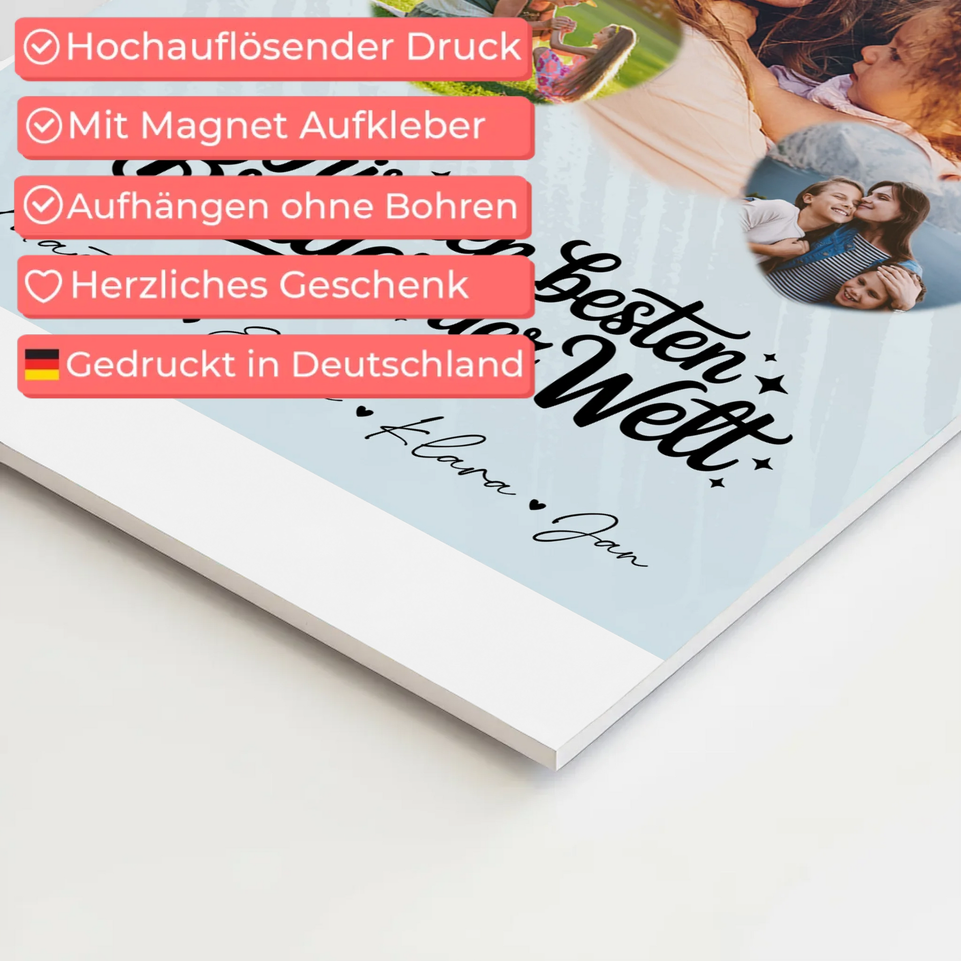 Magnetposter Fotoboard mit 3 Herz Fotos Für den besten Bruder der Welt personalisiertes Geschenk 4