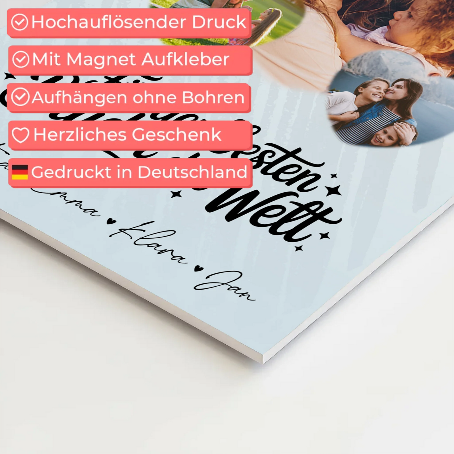 Magnetposter Fotoboard mit 3 Herz Fotos Für den besten Bruder der Welt personalisiertes Geschenk 10