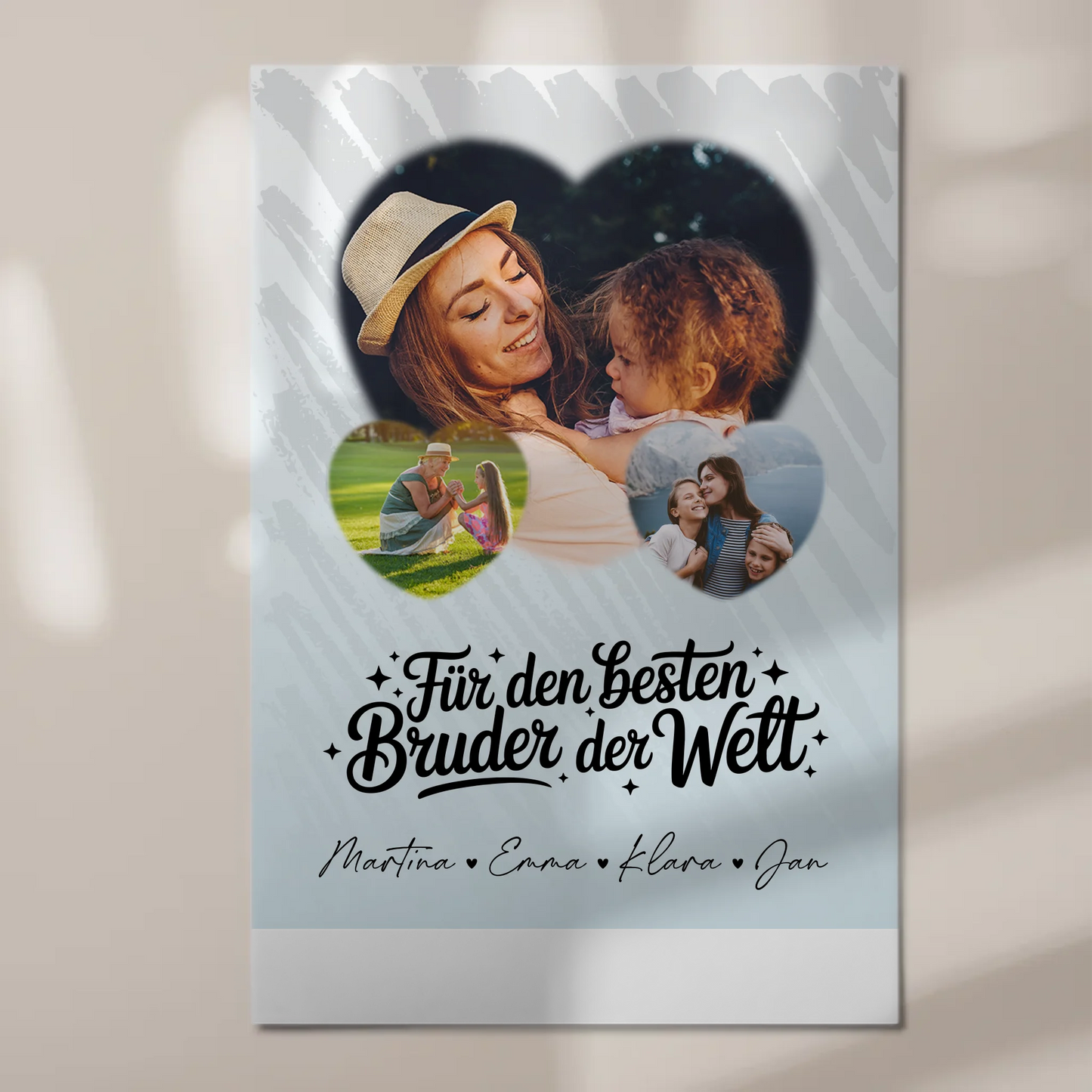 Magnetposter Fotoboard mit 3 Herz Fotos Für den besten Bruder der Welt personalisiertes Geschenk