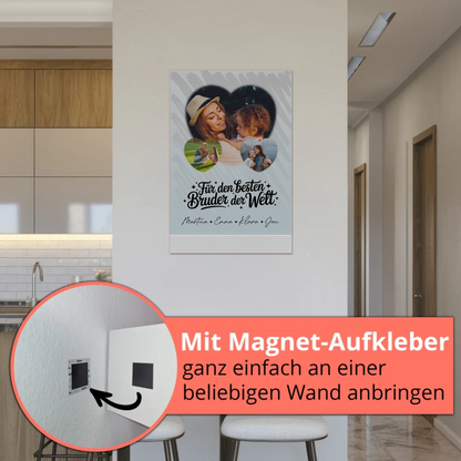 Magnetposter Fotoboard mit 3 Herz Fotos Für den besten Bruder der Welt personalisiertes Geschenk