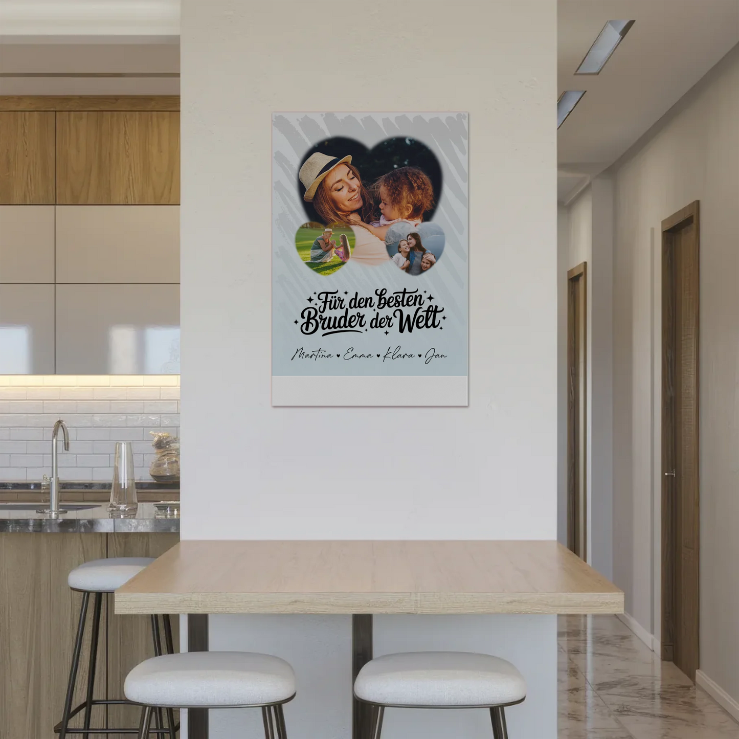 Magnetposter Fotoboard mit 3 Herz Fotos Für den besten Bruder der Welt personalisiertes Geschenk
