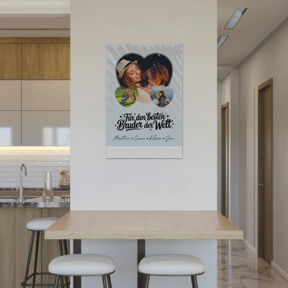 Magnetposter Fotoboard mit 3 Herz Fotos Für den besten Bruder der Welt personalisiertes Geschenk