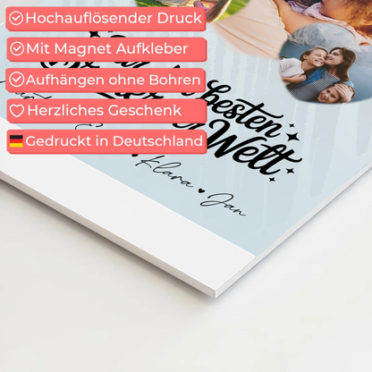 Magnetposter Fotoboard mit 3 Herz Fotos Für den besten Bruder der Welt personalisiertes Geschenk