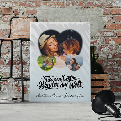 Personalisierte Fotocollage Großes Bild aus Vielen Kleinen mit 3 Herz Fotos Für den besten Bruder der Welt 4