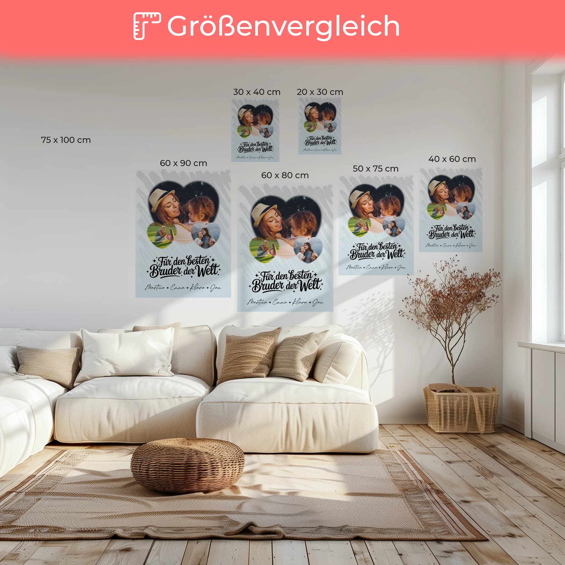 Personalisierte Fotocollage Großes Bild aus Vielen Kleinen mit 3 Herz Fotos Für den besten Bruder der Welt 6