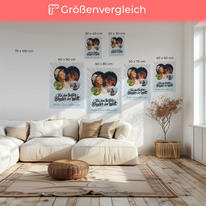 Personalisierte Fotocollage Großes Bild aus Vielen Kleinen mit 3 Herz Fotos Für den besten Bruder der Welt 6