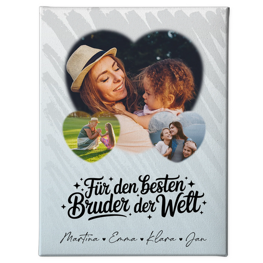 Personalisierte Fotocollage Großes Bild aus Vielen Kleinen mit 3 Herz Fotos Für den besten Bruder der Welt 1