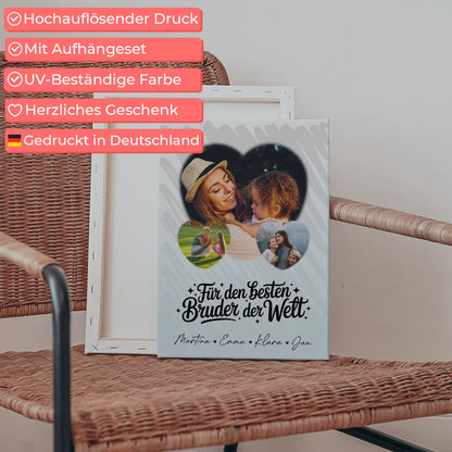 Personalisierte Fotocollage Großes Bild aus Vielen Kleinen mit 3 Herz Fotos Für den besten Bruder der Welt 5