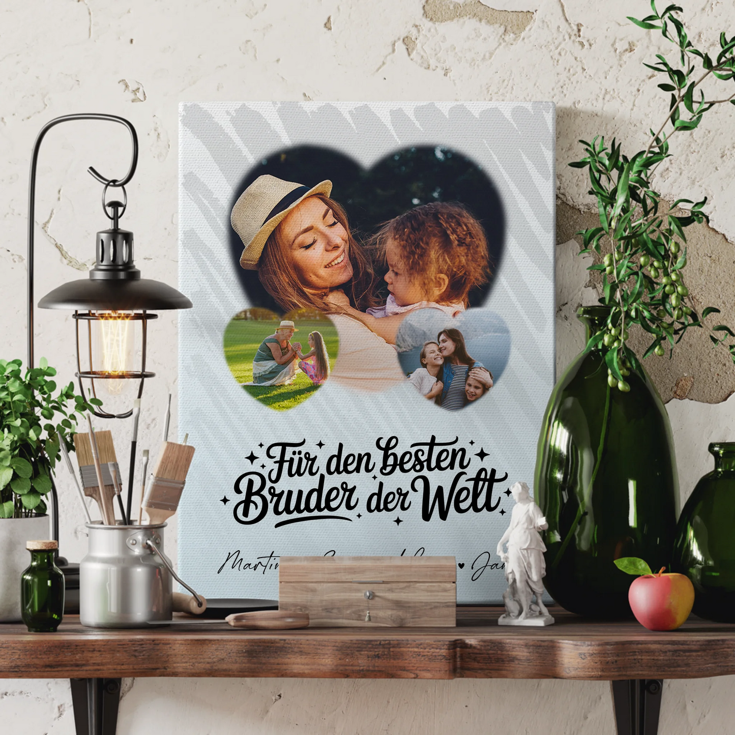 Personalisierte Fotocollage Großes Bild aus Vielen Kleinen mit 3 Herz Fotos Für den besten Bruder der Welt 3