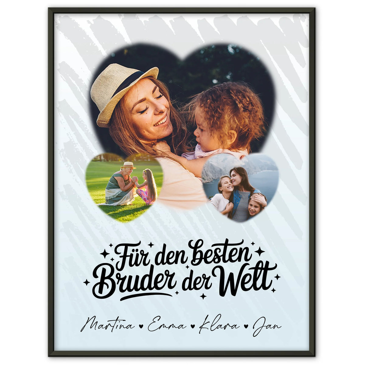 Bruder Poster Personalisiert mit 3 Herz Fotos Für den besten Bruder der Welt Geschenkidee