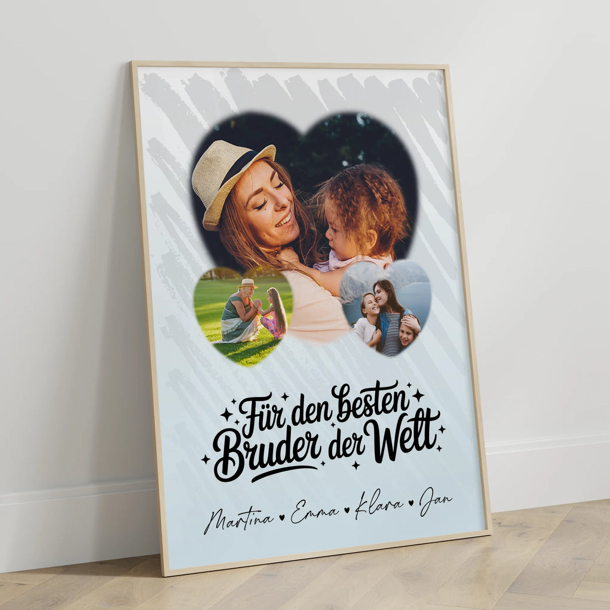 Bruder Poster Personalisiert mit 3 Herz Fotos Für den besten Bruder der Welt Geschenkidee