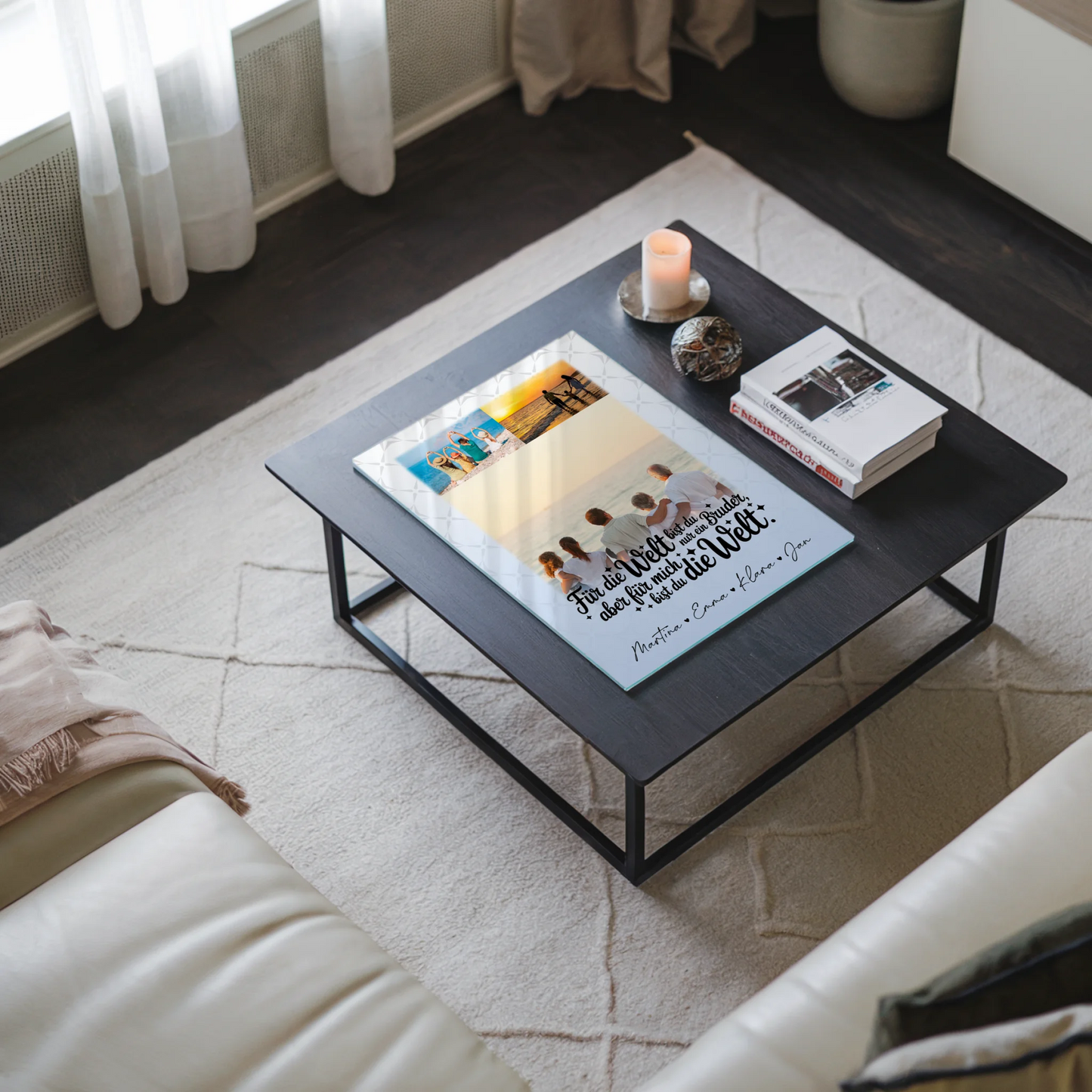 Personalisierte Foto Acrylglas Wanddekoration mit 3 Fotos Du bist für mich die Welt