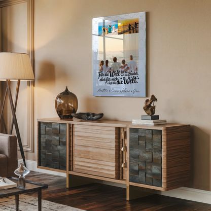 Personalisierte Foto Acrylglas Wanddekoration mit 3 Fotos Du bist für mich die Welt