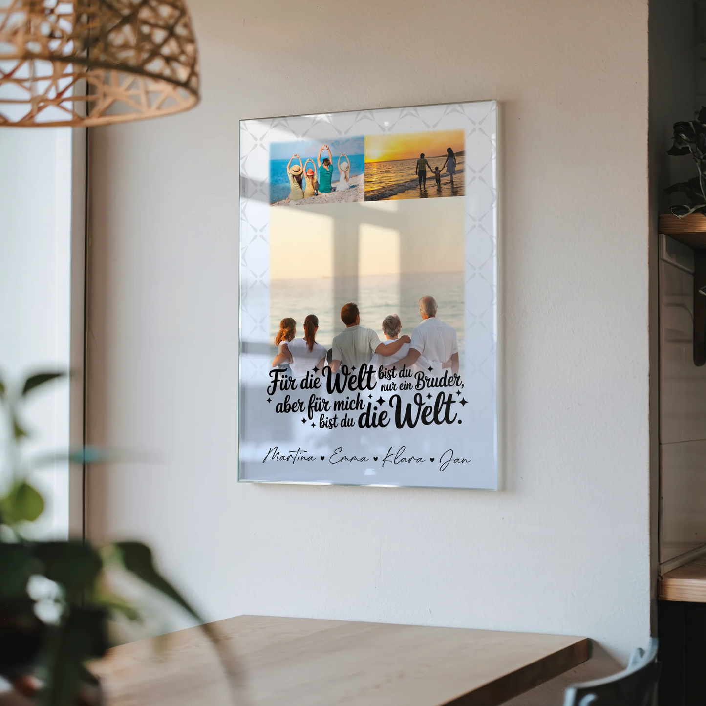 Personalisierte Foto Acrylglas Wanddekoration mit 3 Fotos Du bist für mich die Welt