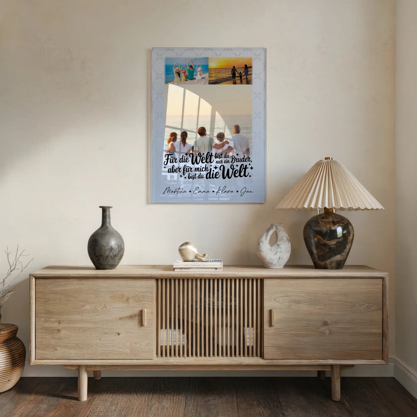 Personalisierte Foto Acrylglas Wanddekoration mit 3 Fotos Du bist für mich die Welt