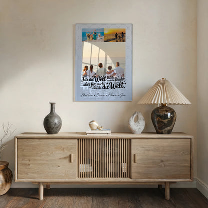 Personalisierte Foto Acrylglas Wanddekoration mit 3 Fotos Du bist für mich die Welt