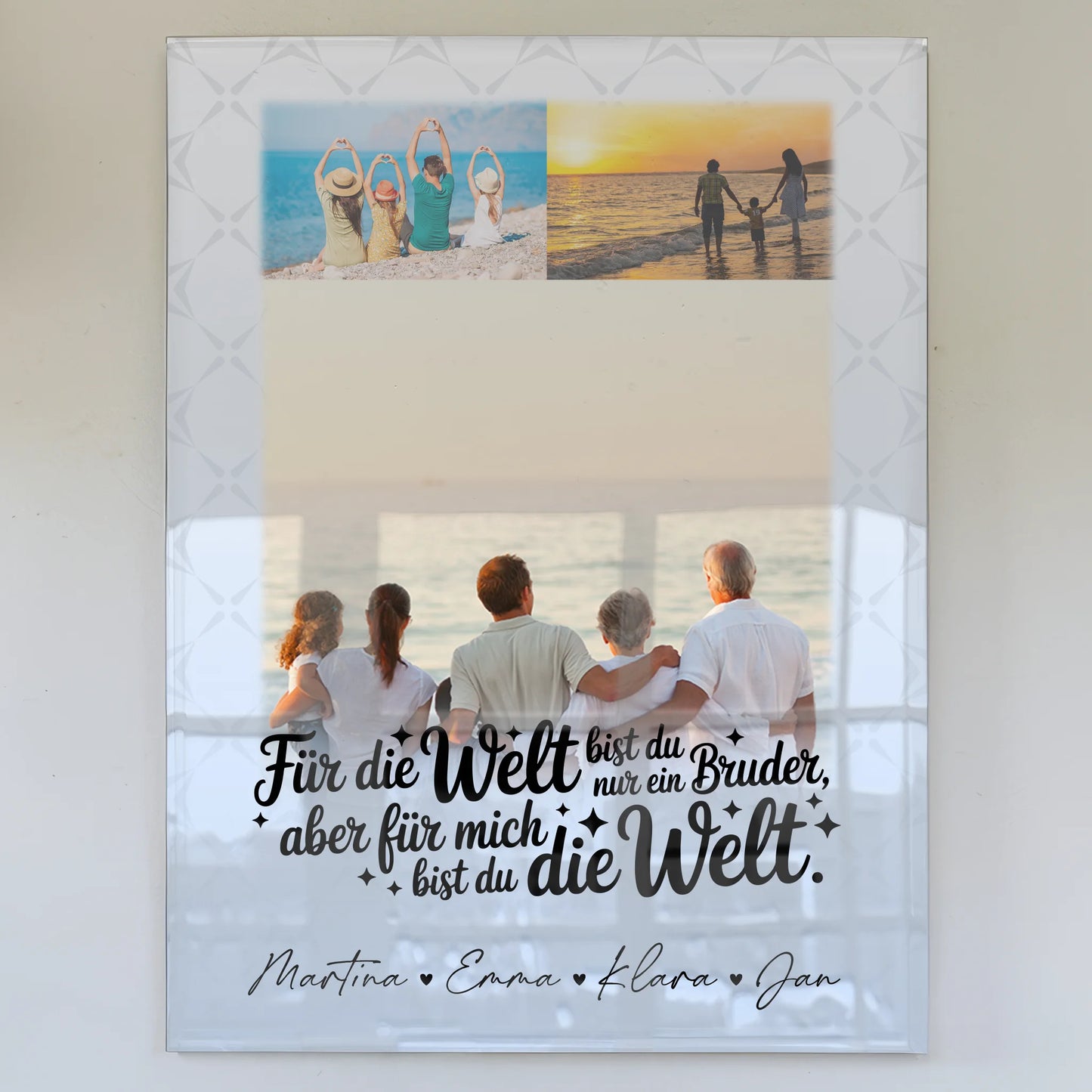 Personalisierte Foto Acrylglas Wanddekoration mit 3 Fotos Du bist für mich die Welt