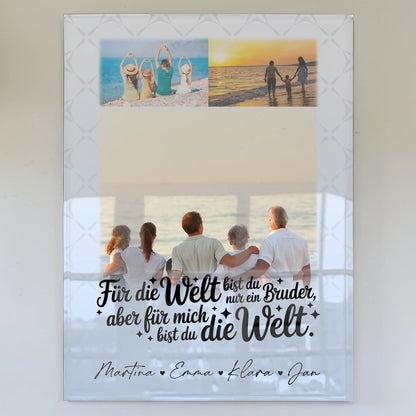 Personalisierte Foto Acrylglas Wanddekoration mit 3 Fotos Du bist für mich die Welt