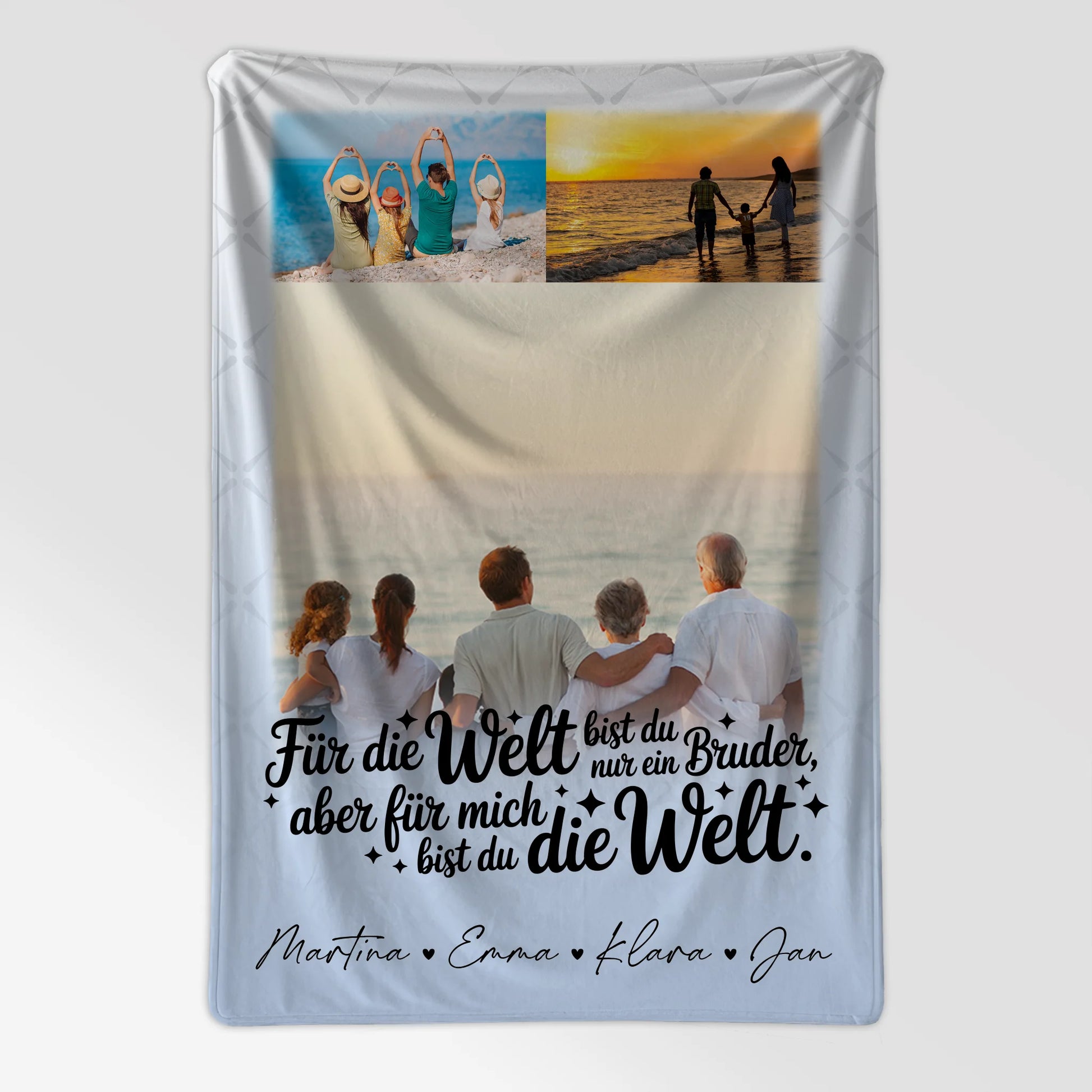 Decke Mit Namen 3 Fotos Du bist für mich die Welt personalisiertes Geschenk 7