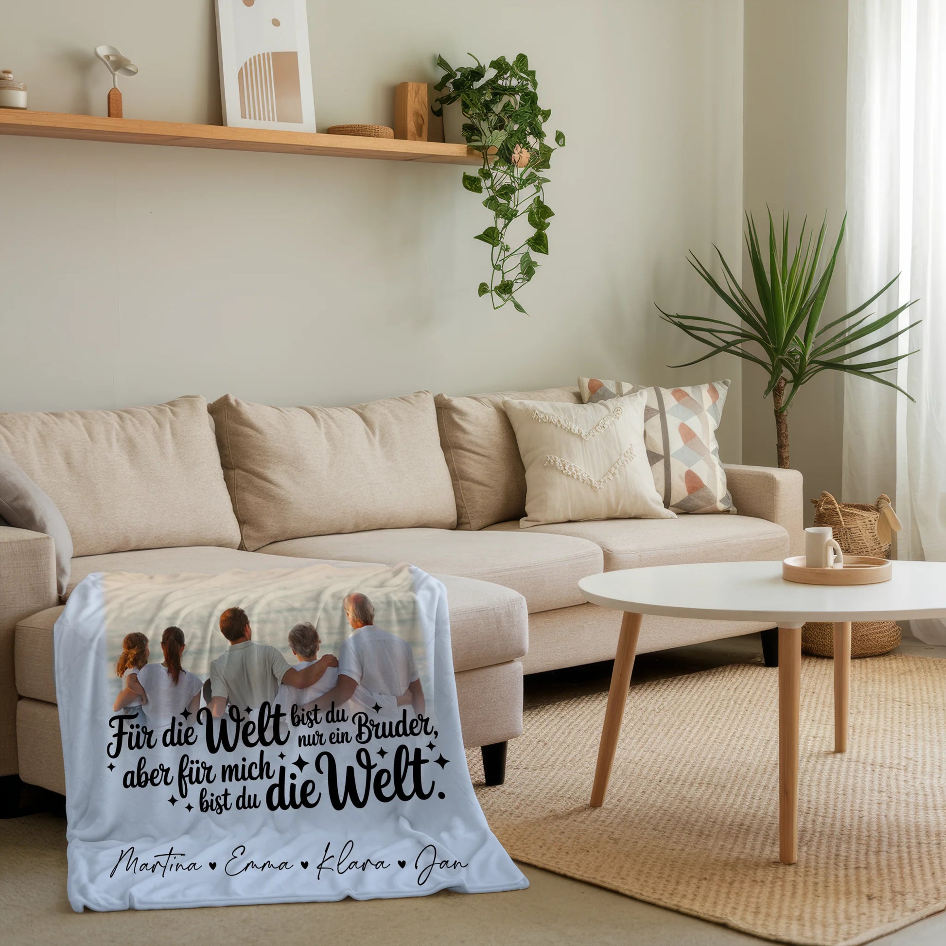 Decke Mit Namen 3 Fotos Du bist für mich die Welt personalisiertes Geschenk 4