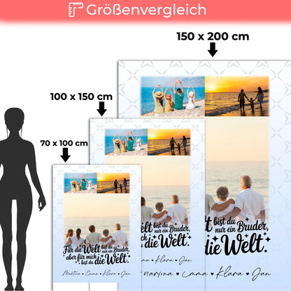 Decke Mit Namen 3 Fotos Du bist für mich die Welt personalisiertes Geschenk 5