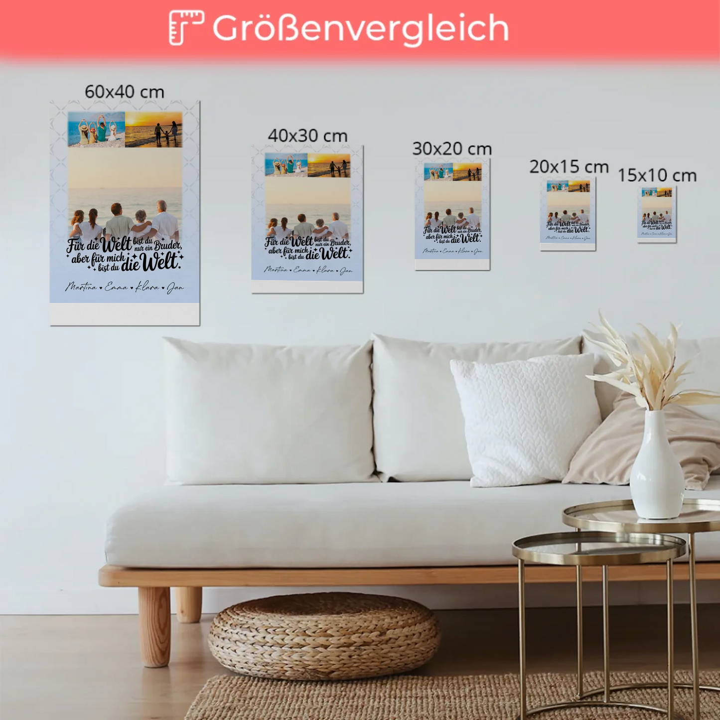 Personalisiertes Fotoboard Poster Magnetisch mit 3 Fotos Du bist für mich die Welt 6