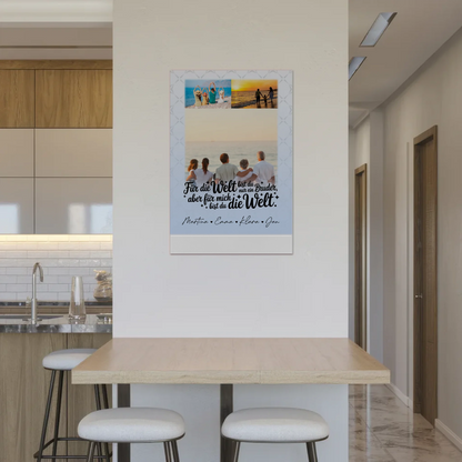 Personalisiertes Fotoboard Poster Magnetisch mit 3 Fotos Du bist für mich die Welt 2