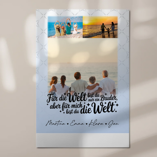 Personalisiertes Fotoboard Poster Magnetisch mit 3 Fotos Du bist für mich die Welt 1