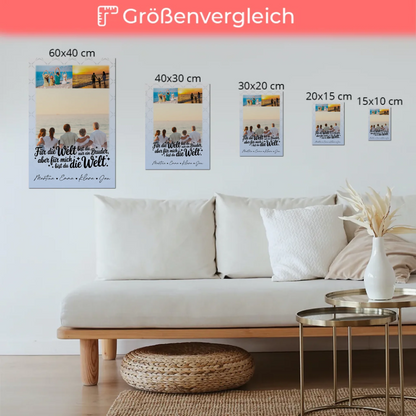 Personalisiertes Fotoboard Poster Magnetisch mit 3 Fotos Du bist für mich die Welt