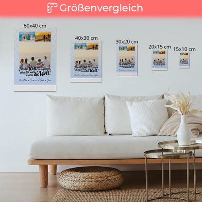 Personalisiertes Fotoboard Poster Magnetisch mit 3 Fotos Du bist für mich die Welt