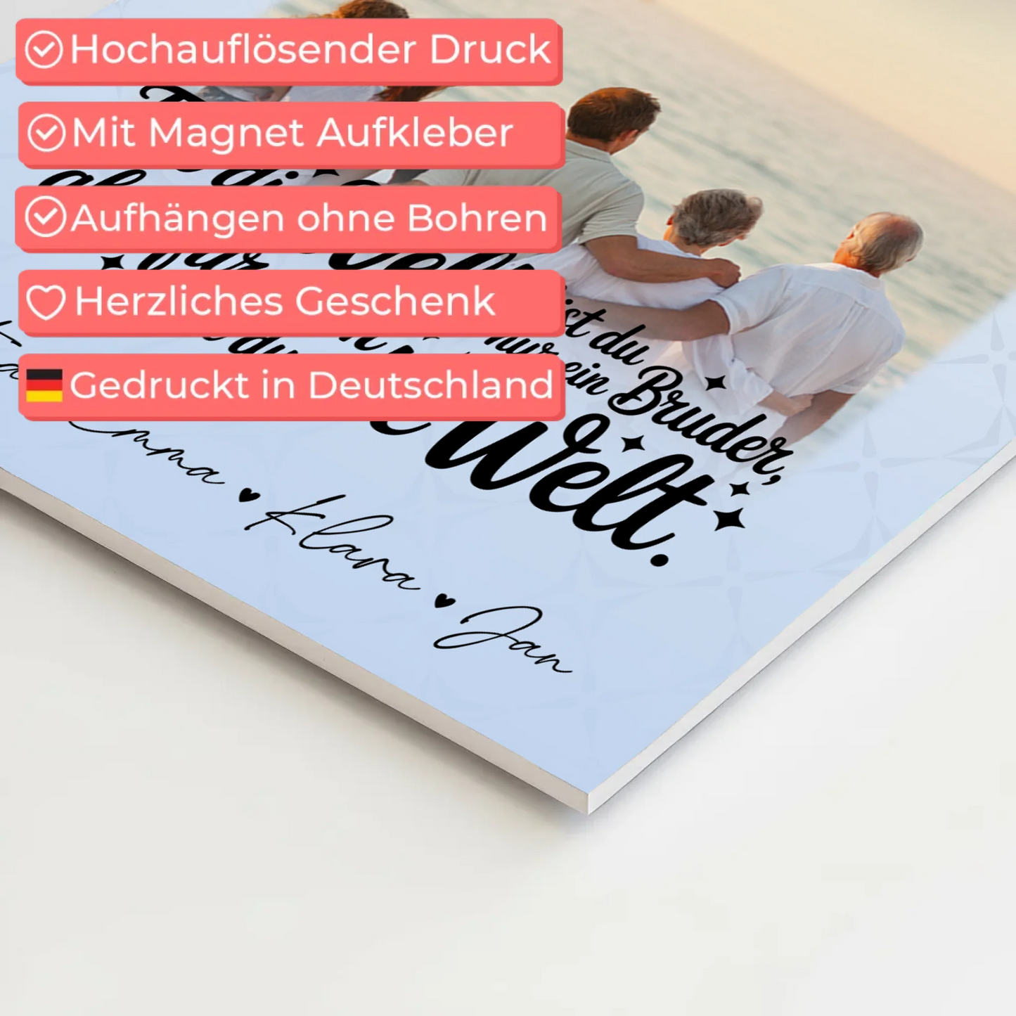 Personalisiertes Fotoboard Poster Magnetisch mit 3 Fotos Du bist für mich die Welt 10