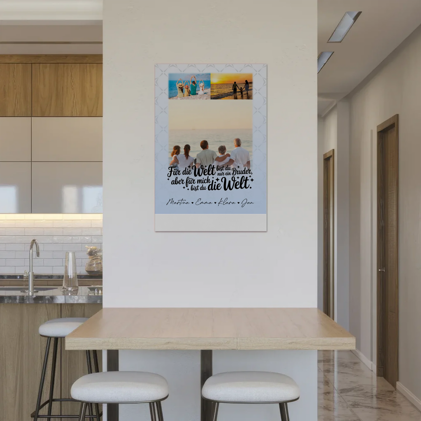 Personalisiertes Fotoboard Poster Magnetisch mit 3 Fotos Du bist für mich die Welt
