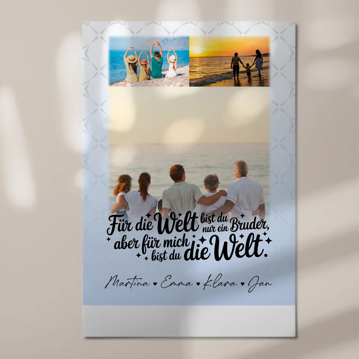 Personalisiertes Fotoboard Poster Magnetisch mit 3 Fotos Du bist für mich die Welt